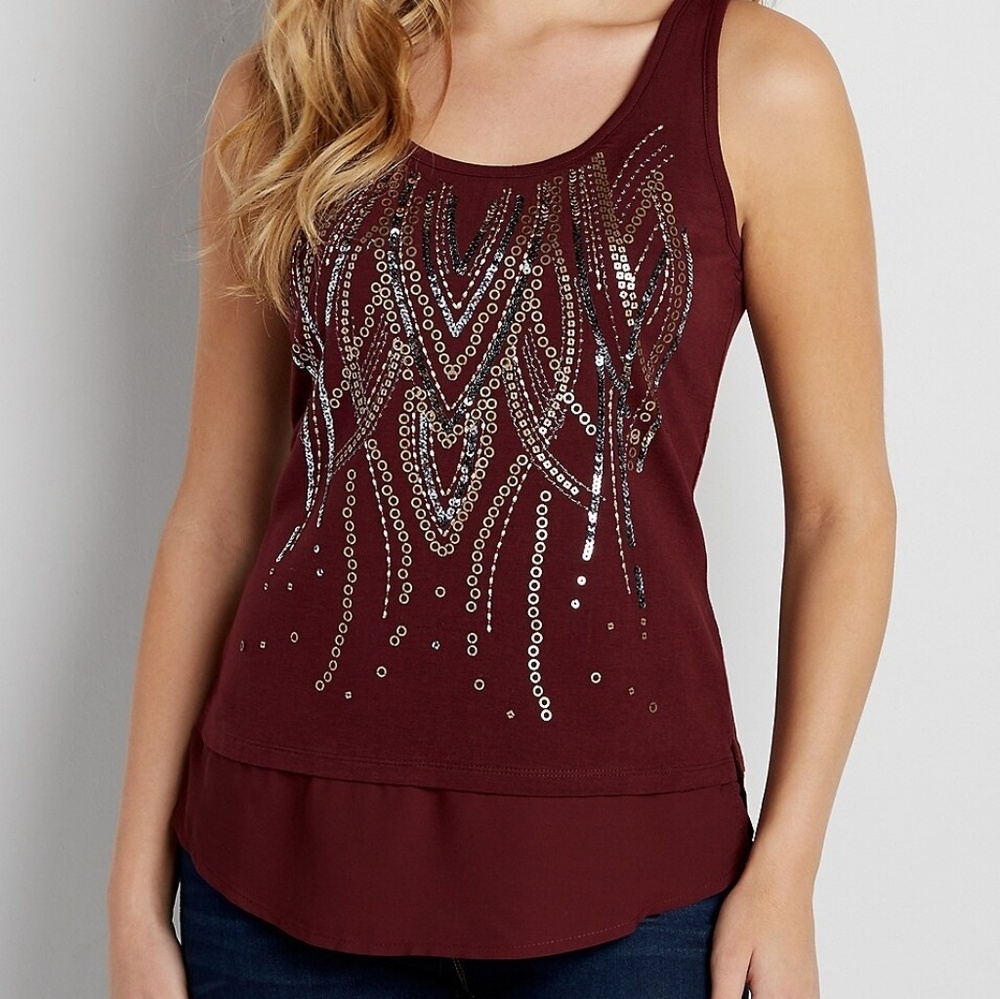 Black Maurices Sequin Tank